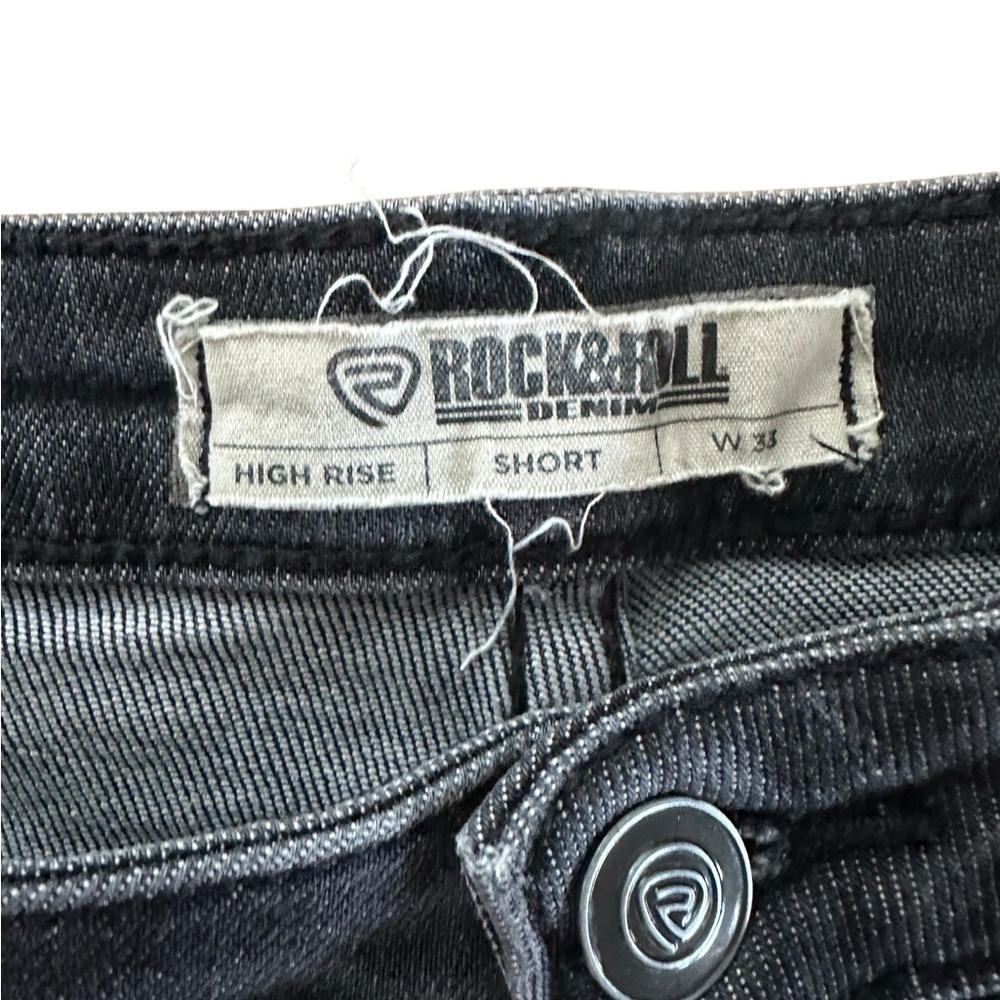 Rock & Roll Denim High Rise Fringe Shorts β Black W33 - Picture 10 of 12